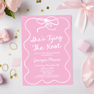 She's Tying The Knot Whimsical Bow Bridal Shower Invitation