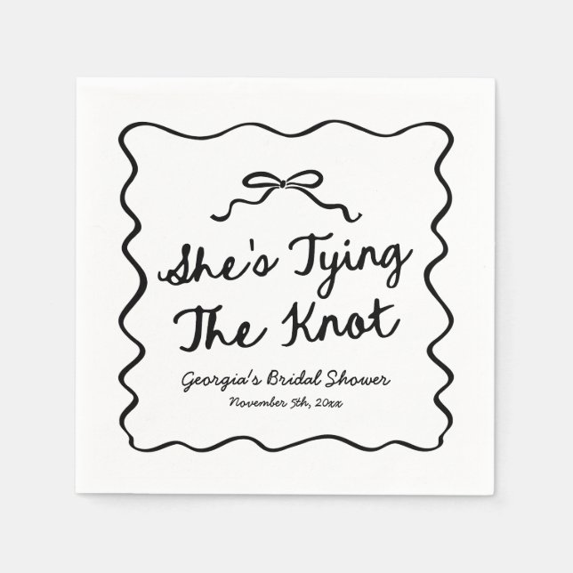 She's Tying The Knot Whimsical Bow Bridal Shower Napkins (Front)