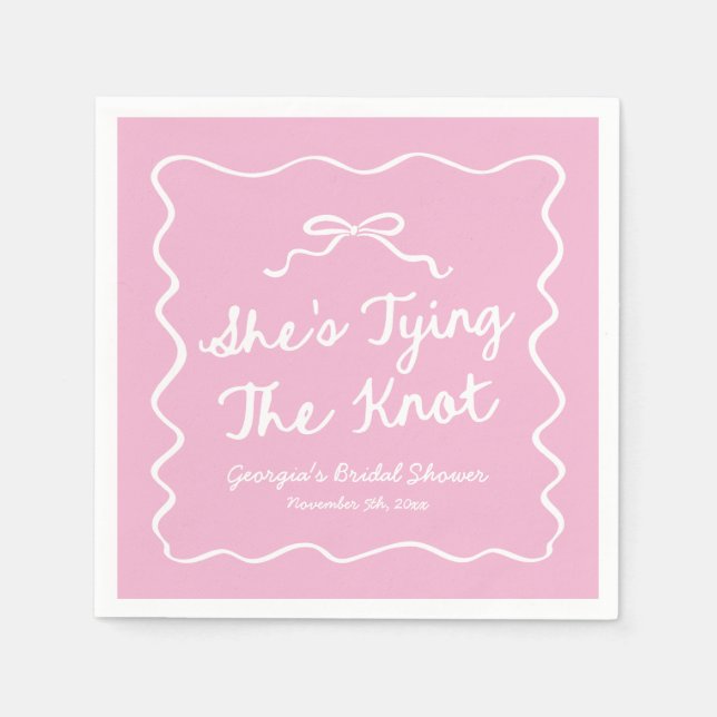 She's Tying The Knot Whimsical Bow Bridal Shower Napkins (Front)