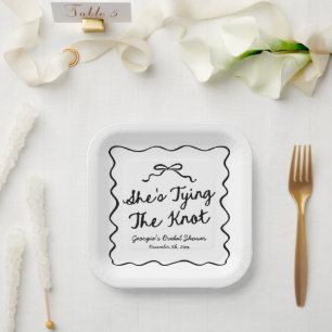 She's Tying The Knot Whimsical Bow Bridal Shower Paper Plates