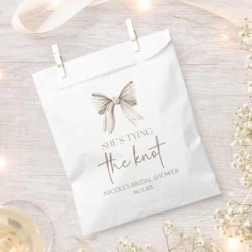 Shes Tying The Knot White Bow Bridal Shower Favor Bag