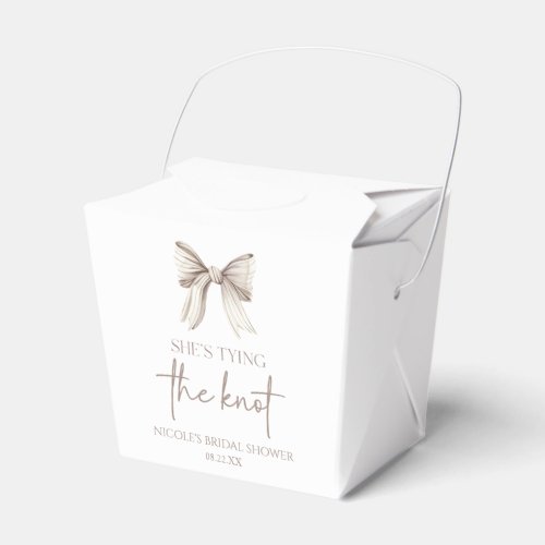Shes Tying The Knot White Bow Bridal Shower Favor Boxes