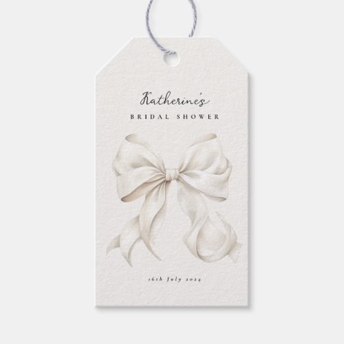 Shes Tying the Knot White Bow Bridal Shower Gift Tags