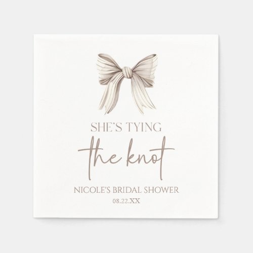 Shes Tying The Knot White Bow Bridal Shower Napkins