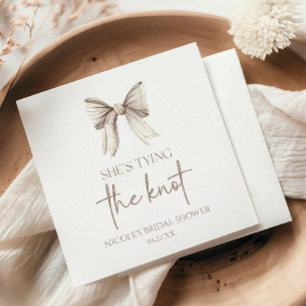 She's Tying The Knot White Bow Bridal Shower Napkins