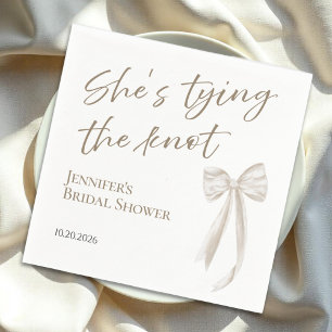 She's Tying the Knot White Bow Bridal Shower Napkins