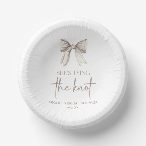 Shes Tying The Knot White Bow Bridal Shower Paper Bowls