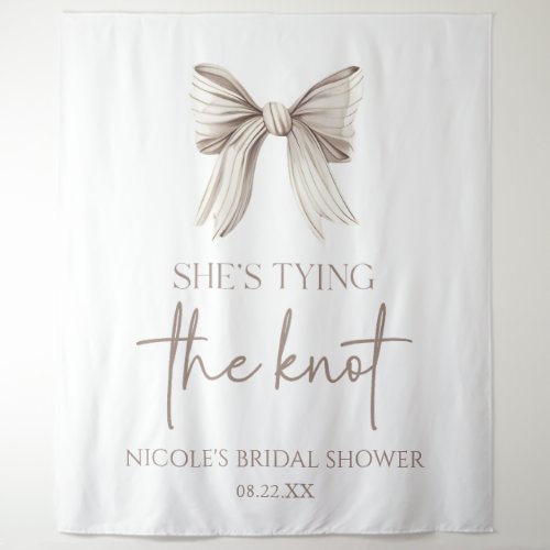 Shes Tying The Knot White Bow Bridal Shower Tapestry