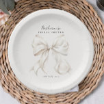 She's Tying the Knot White Bow Paper Plates<br><div class="desc">Simple white bow design paper plates for bridal showers.
Background photo by Freepik.</div>