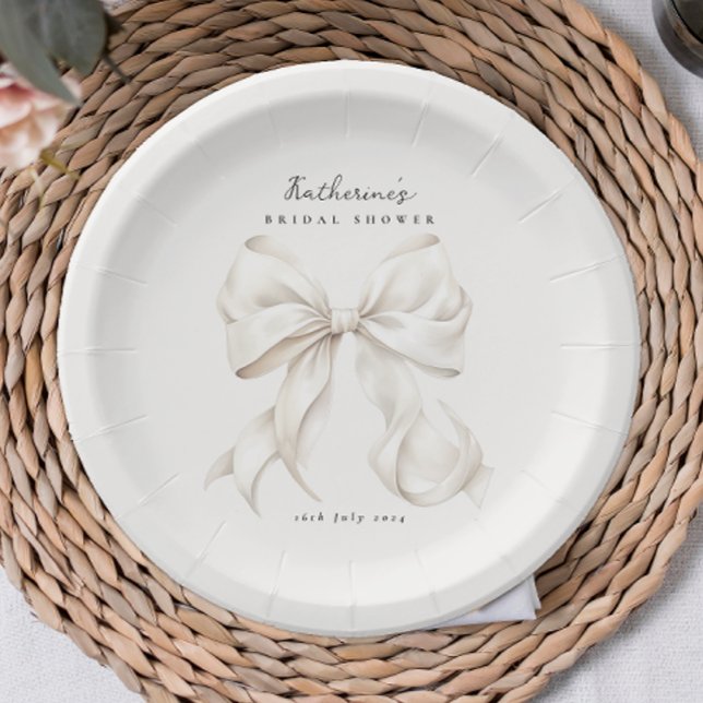 She's Tying the Knot White Bow Paper Plates (Creator Uploaded)