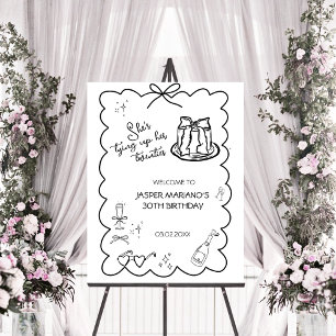 She's tying up her twenties Black Bow Welcome Foam Board