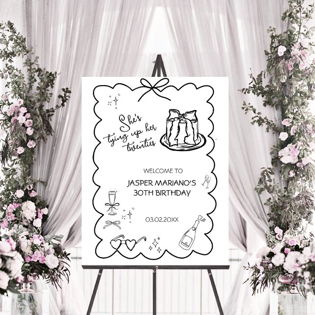 She's tying up her twenties Black Bow Welcome Foam Board (Creator Uploaded)