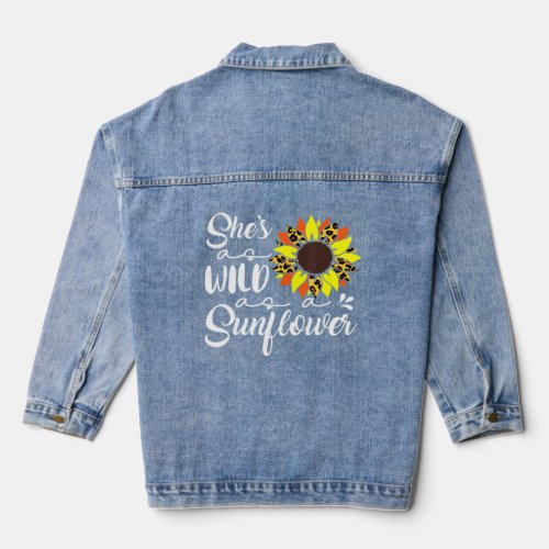 Shes Wild Sunflower Feminist Girls Power Sunflower Denim Jacket