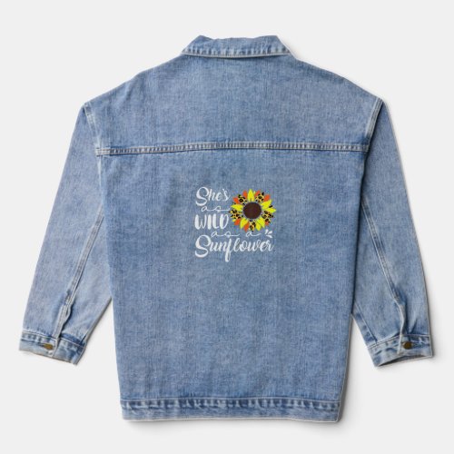 Shes Wild Sunflower Feminist Girls Power Sunflower Denim Jacket