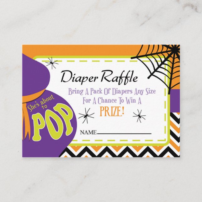 Shes's About to POP Diaper Raffle Ticket Enclosure Card (Front)