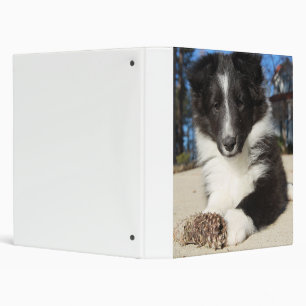 shet shp black and white puppy 3 ring binder