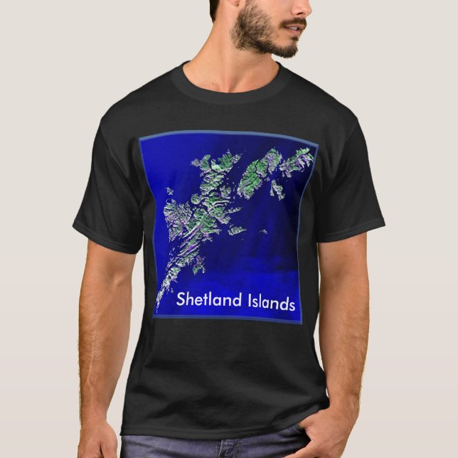 Shetland Islands Map Mens Dark Basic T-shirt (Front)