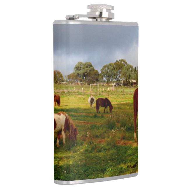 Shetland Ponies And Chestnut, Hip Flask (Right)