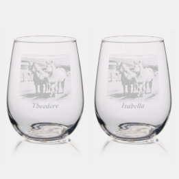 Shetland Ponies Stemless Wine Glass