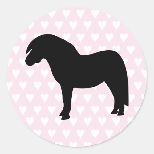 Shetland ponies with white  pink hearts stickers