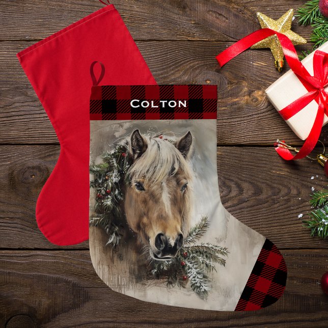 Shetland Pony Christmas Stocking, Horse Holiday Large Christmas Stocking (Creator Uploaded)