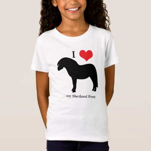 Shetland Pony I love heart kids girls t_shirt