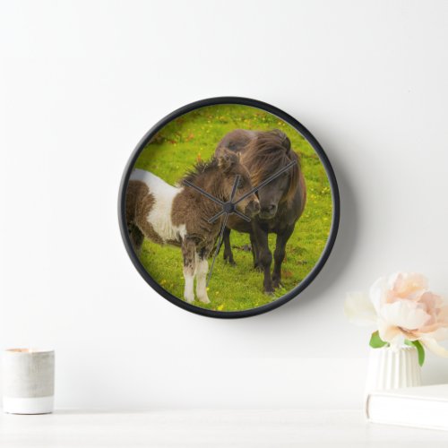 Shetland Pony Mother and Offspring Clock