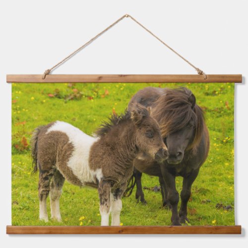 Shetland Pony Mother and Offspring Hanging Tapestry