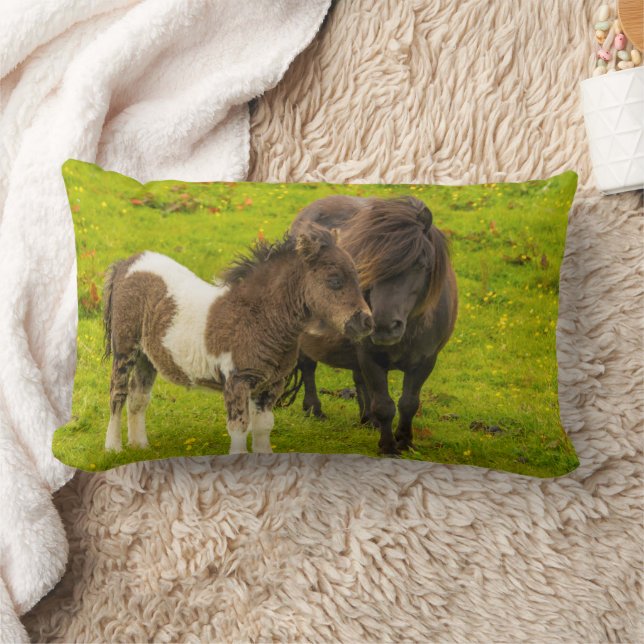 Shetland Pony Mother and Offspring Lumbar Pillow (Blanket)