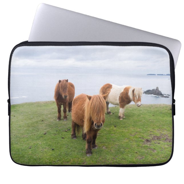 Shetland Pony on Pasture Near High Cliffs Laptop Sleeve (Front)