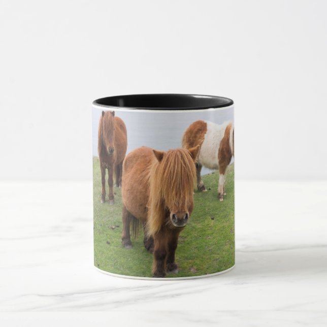 Shetland Pony on Pasture Near High Cliffs Mug (Center)