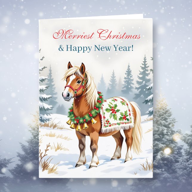Shetland Pony Personalized Christmas Holiday Card (Creator Uploaded)