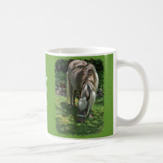 Shetland Pony Photograph Grazing on Lawn. Coffee Mug