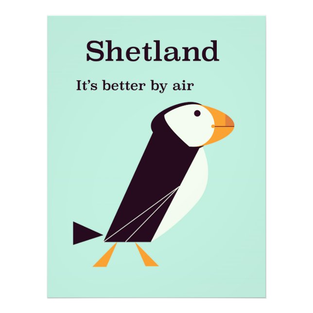 Shetland Puffin Vintage travel poster (Front)