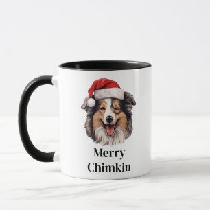 Shetland Sheep Dog Santa Hat Christmas Mug