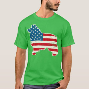 Shetland Sheepdog American Flag 4th of July for Me T-Shirt