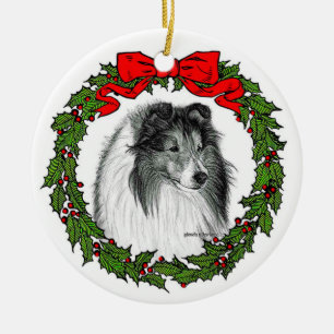 Shetland Sheepdog Art by Glenda S. Harlan Ceramic Ornament