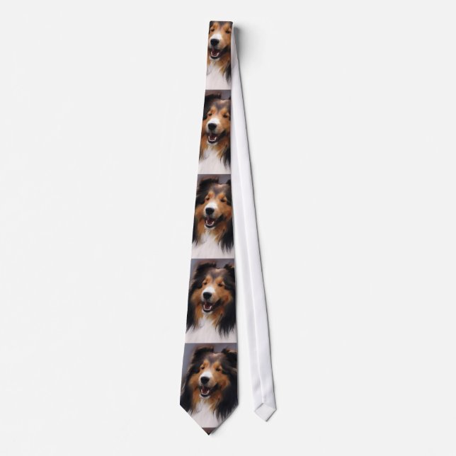 Shetland Sheepdog Art Neck Tie (Front)