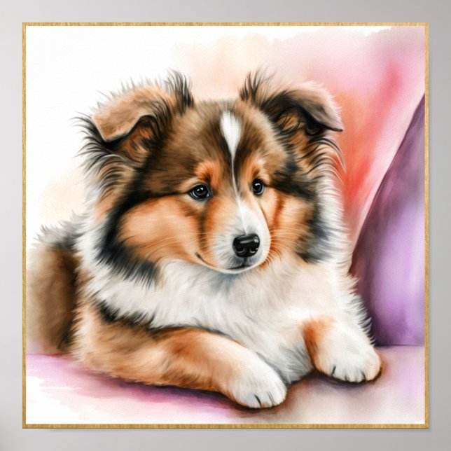Shetland Sheepdog Artwork for Girls Poster (Front)