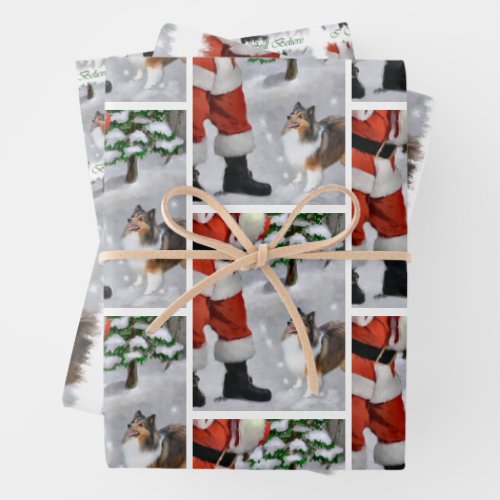 Shetland Sheepdog Believe Christmas Wrapping Paper Sheets