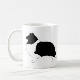 Shetland Sheepdog Black and White SIlhouette Coffee Mug