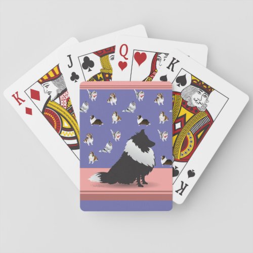 Shetland Sheepdog Black Sheltie on Purple Playing Cards