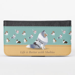 Shetland Sheepdog Blue Grey Merle Sheltie on Green iPhone X Wallet Case