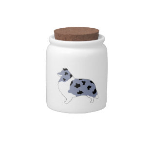 shetland sheepdog blue merle and white silo candy jar