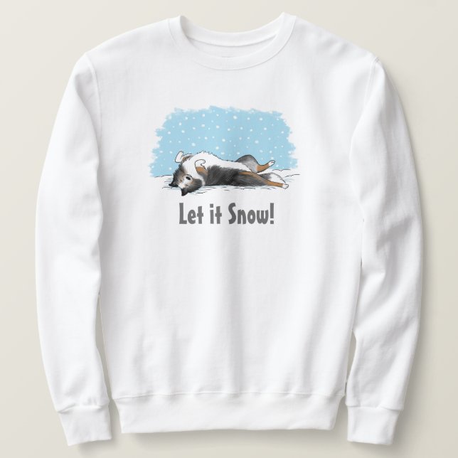 Shetland Sheepdog Blue Merle Sheltie Dog Holiday Sweatshirt (Design Front)