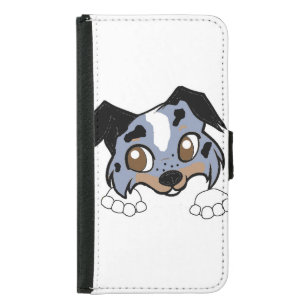 Shetland Sheepdog Blue Merle Tri Peeking Cartoon Samsung Galaxy S5 Wallet Case