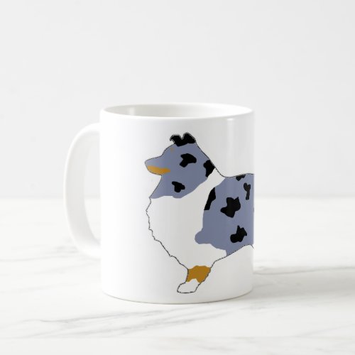 shetland sheepdog blue merle white and tan silopn coffee mug