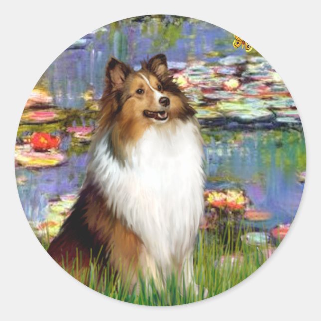 Shetland Sheepdog (Bz) - Lilies 2 Classic Round Sticker (Front)