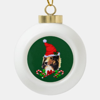 Shetland Sheepdog Christmas Ceramic Ball Christmas Ornament