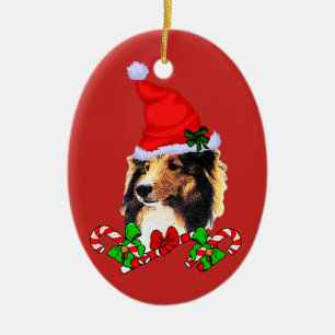 Shetland Sheepdog Christmas Ceramic Ornament
